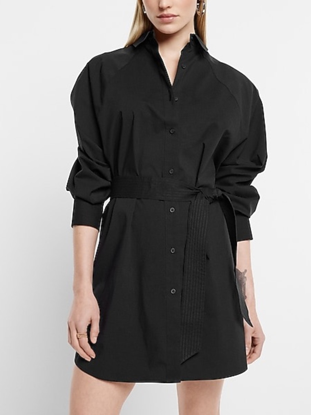Express Boyfriend Poplin Mini Portofino Shirt Dress Size Small